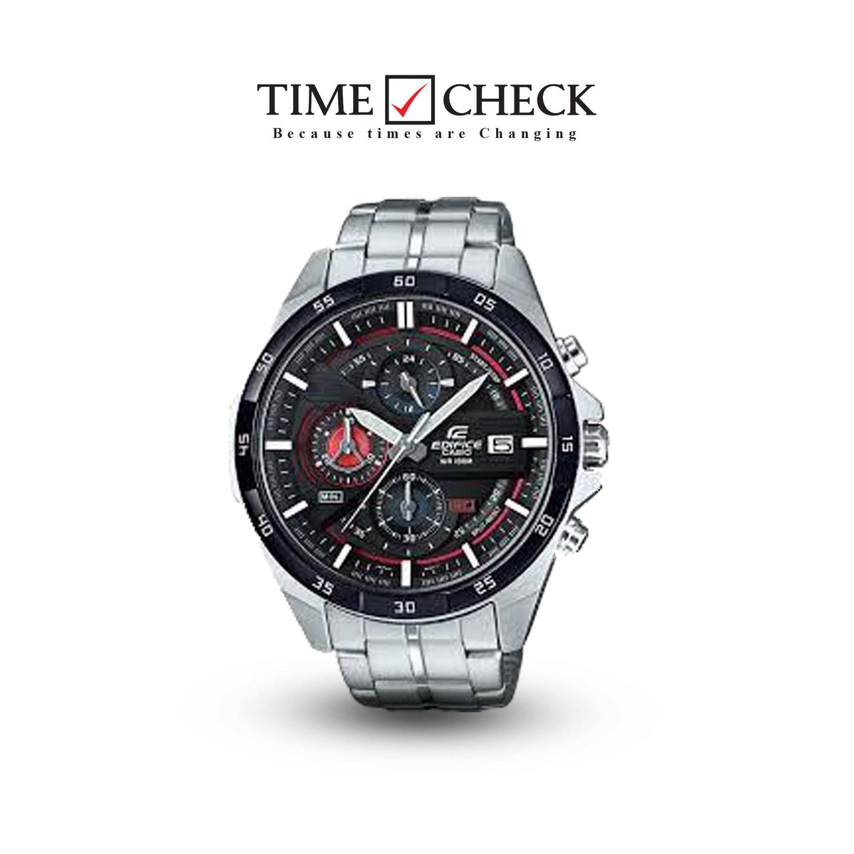 EFR-556DB-1AVUDF Casio Black Dial Stainless Steel Analog Chronograph Men's Watch. - Timecheck
