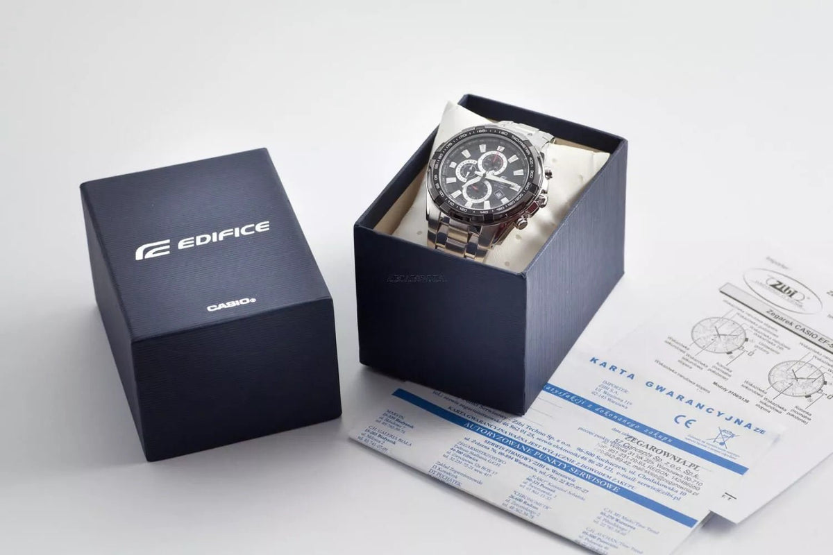 EFV-550P-1AVUDF Casio Edifice Chronograph BLACK Dial RUBBER Band Men's Watch. - Timecheck