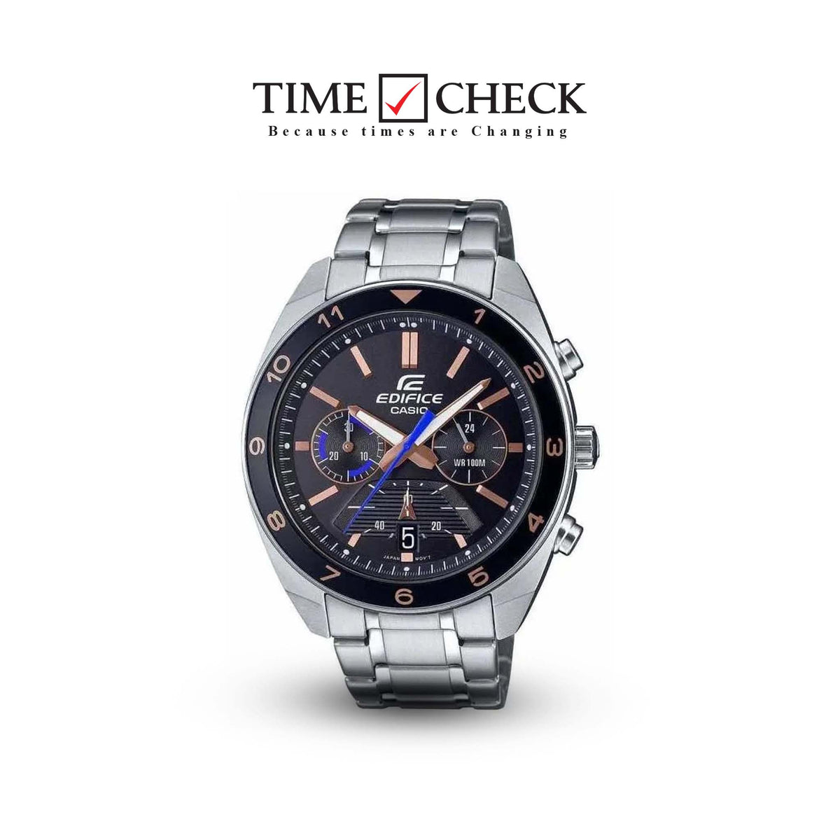 EFV-590D-1AVUDF CASIO BLACK DIAL STAINLESS STEEL EDIFICE BLACK DIAL MEN'S WATCH - Timecheck