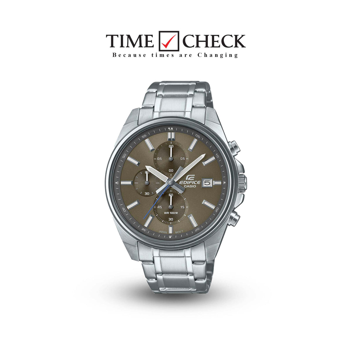 EFV-610D-5CVUDF Casio Edifice Brown Dial Silver SS Chain Chronograph Analog Men's Watch. - Timecheck