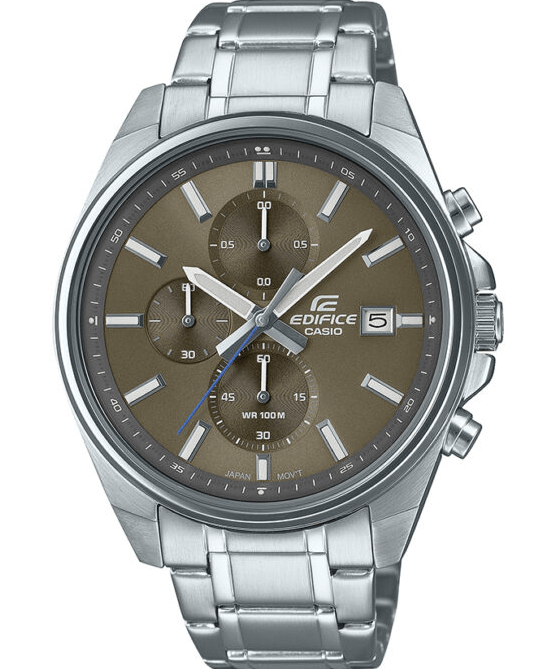 EFV-610D-5CVUDF Casio Edifice Brown Dial Silver SS Chain Chronograph Analog Men's Watch. - Timecheck