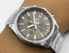 EFV-610D-5CVUDF Casio Edifice Brown Dial Silver SS Chain Chronograph Analog Men's Watch. - Timecheck