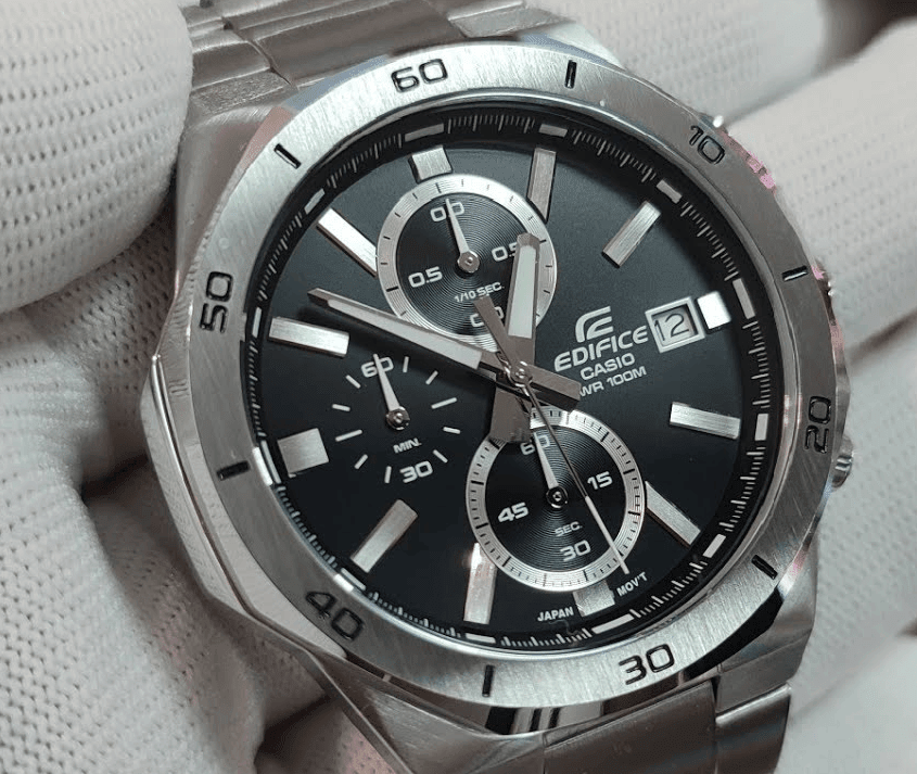 EFV-640D-1AVUDF Casio Edifice Black Dial Silver SS Chain Chronograph Analog Men's Watch. - Timecheck