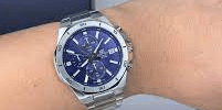 EFV-640D-2AVUDF Casio Edifice Blue Dial Silver SS Chain Analog Chronograph Men's Watch. - Timecheck