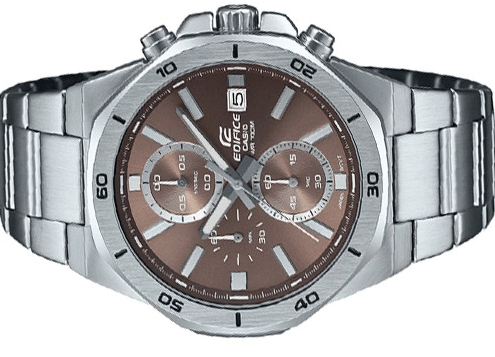 EFV-640D-5AVUDF Casio Edifice Brown Dial Analog Chronograph S.S Silver Chain Men's Watch. - Timecheck