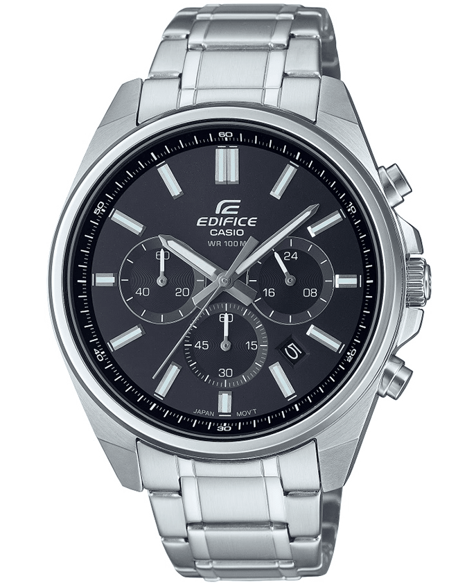 EFV-650D-1AVUDF Casio Edifice Black Dial Silver SS Chain Chronograph Analog Men's Watch. - Timecheck