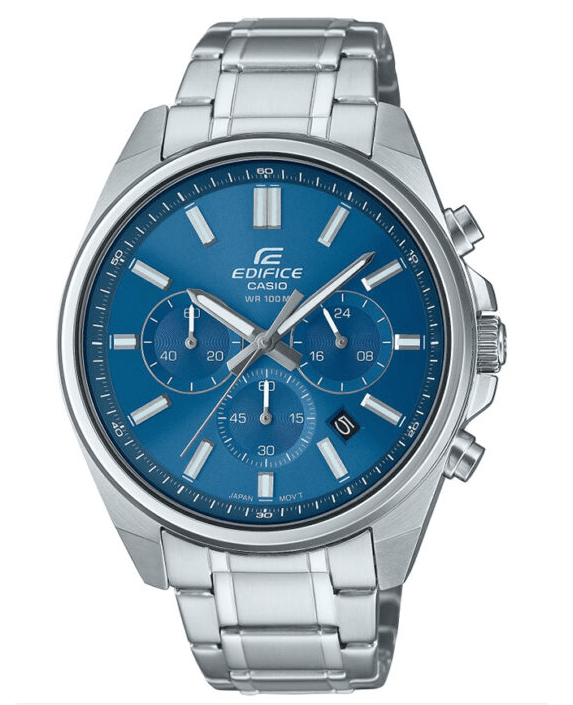 EFV-650D-2AVUDF Casio Edifice Blue Dial Silver SS Chain Chronograph Analog Men's Watch. - Timecheck