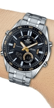 EFV-C100D-1BVDF Casio Edifice Black Dial Silver SS Chain Analog Digital Men's Watch. - Timecheck