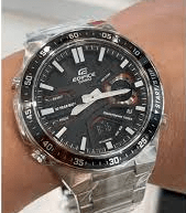 EFV-C110D-1A4VDF Casio Edifice Black Dial Silver SS Chain Analog+Digital Men's Watch. - Timecheck