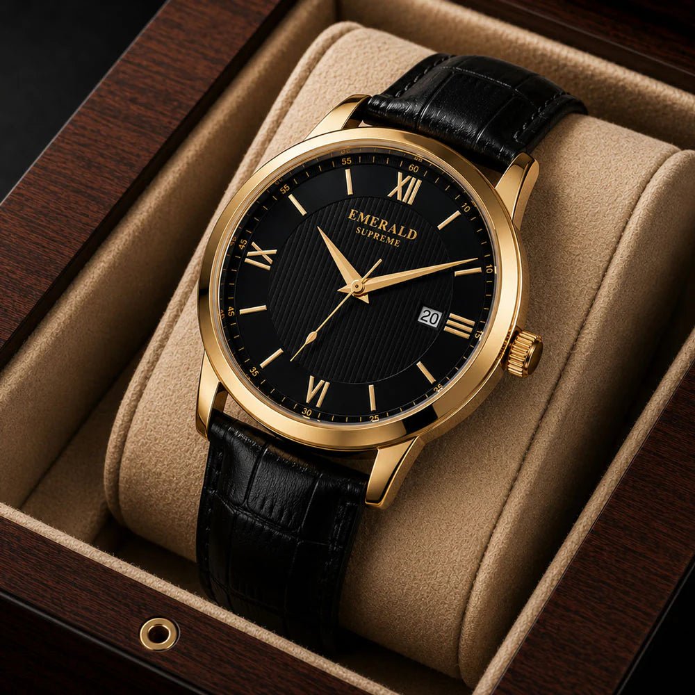 Emerald Classic Dream 2026 Black Dial Gold-Tone Men's Watch - Timecheck