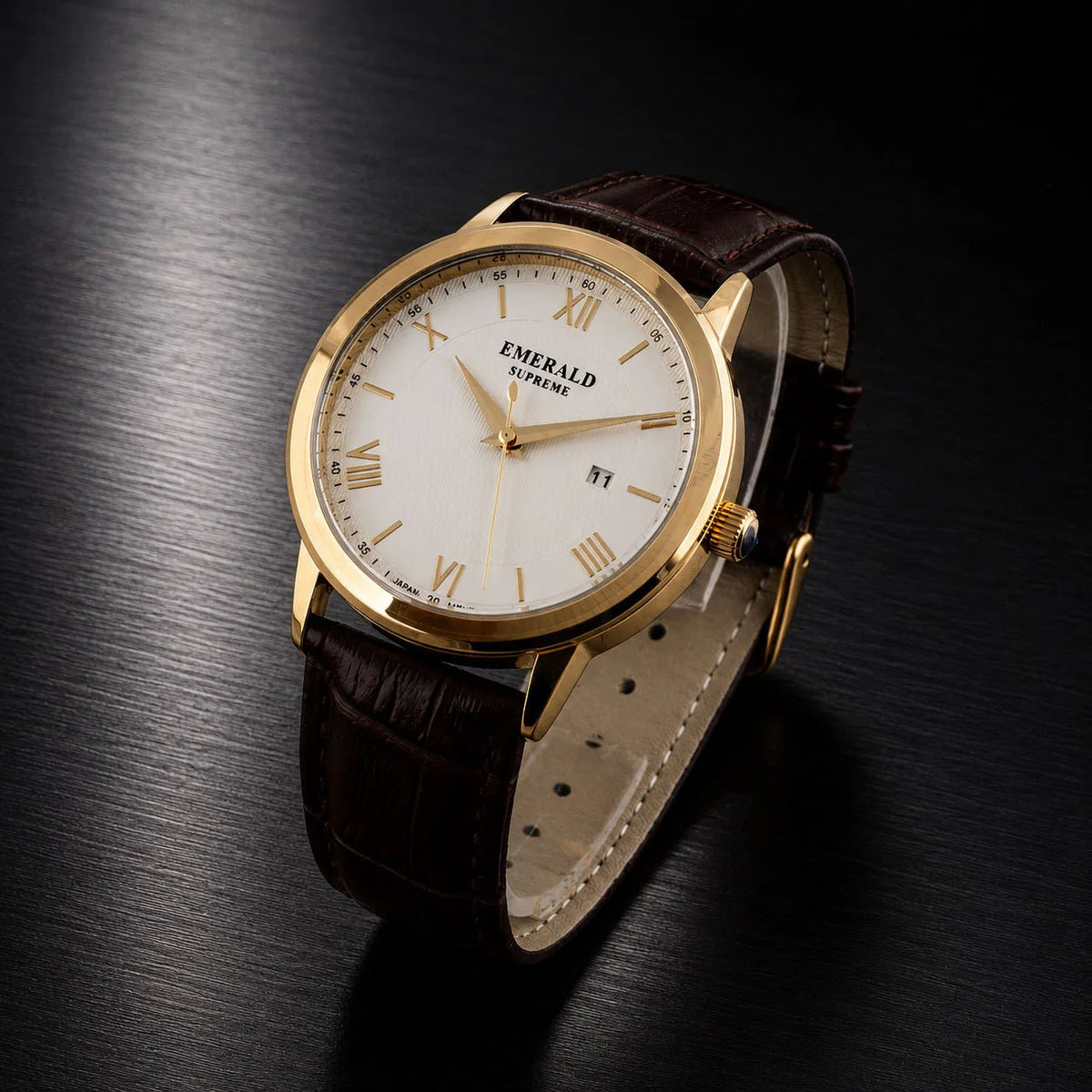 Emerald Classic Oyster ES-9004-White Dial Gold-Tone Men's Watch - Timecheck