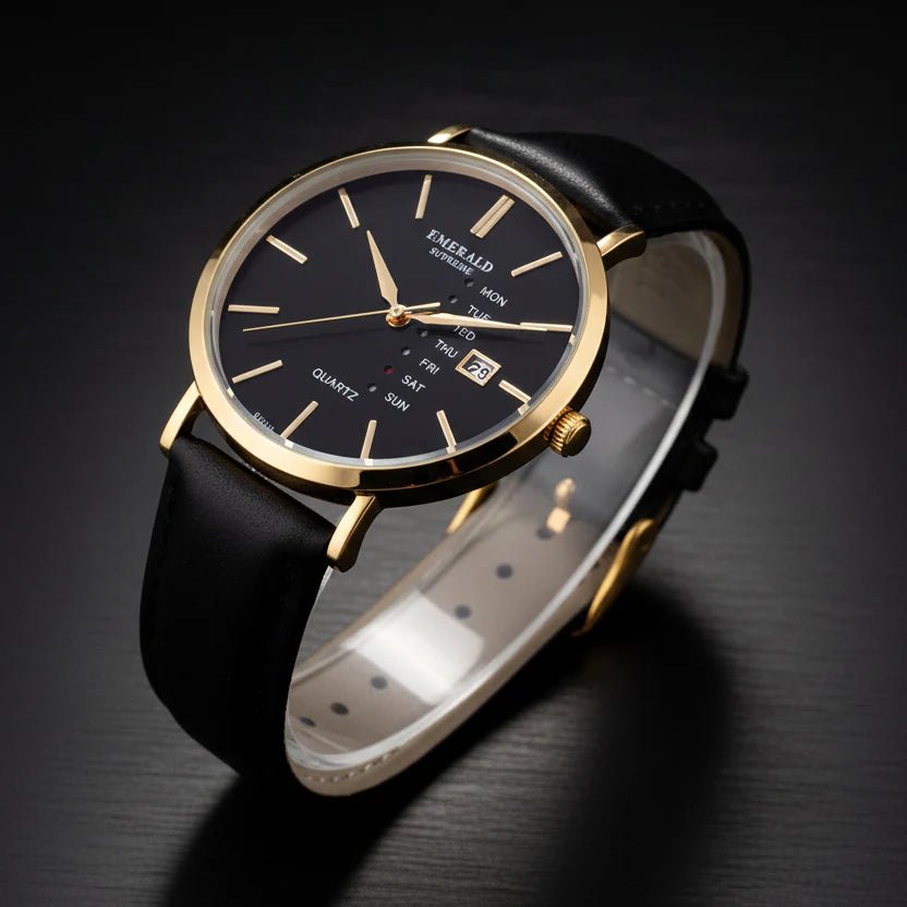 Emerald Heritage Edition ES-9111 Black Dial Gold-Tone Men's Watch - Timecheck