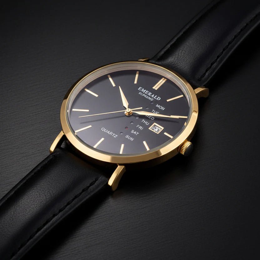 Emerald Heritage Edition ES-9111 Black Dial Gold-Tone Men's Watch - Timecheck