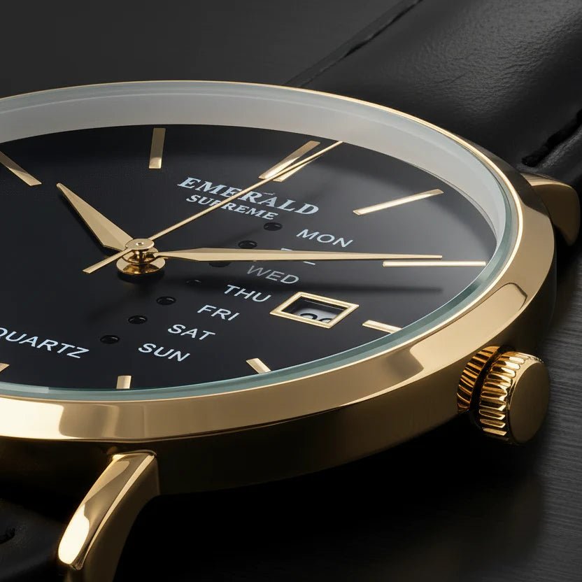 Emerald Heritage Edition ES-9111 Black Dial Gold-Tone Men's Watch - Timecheck