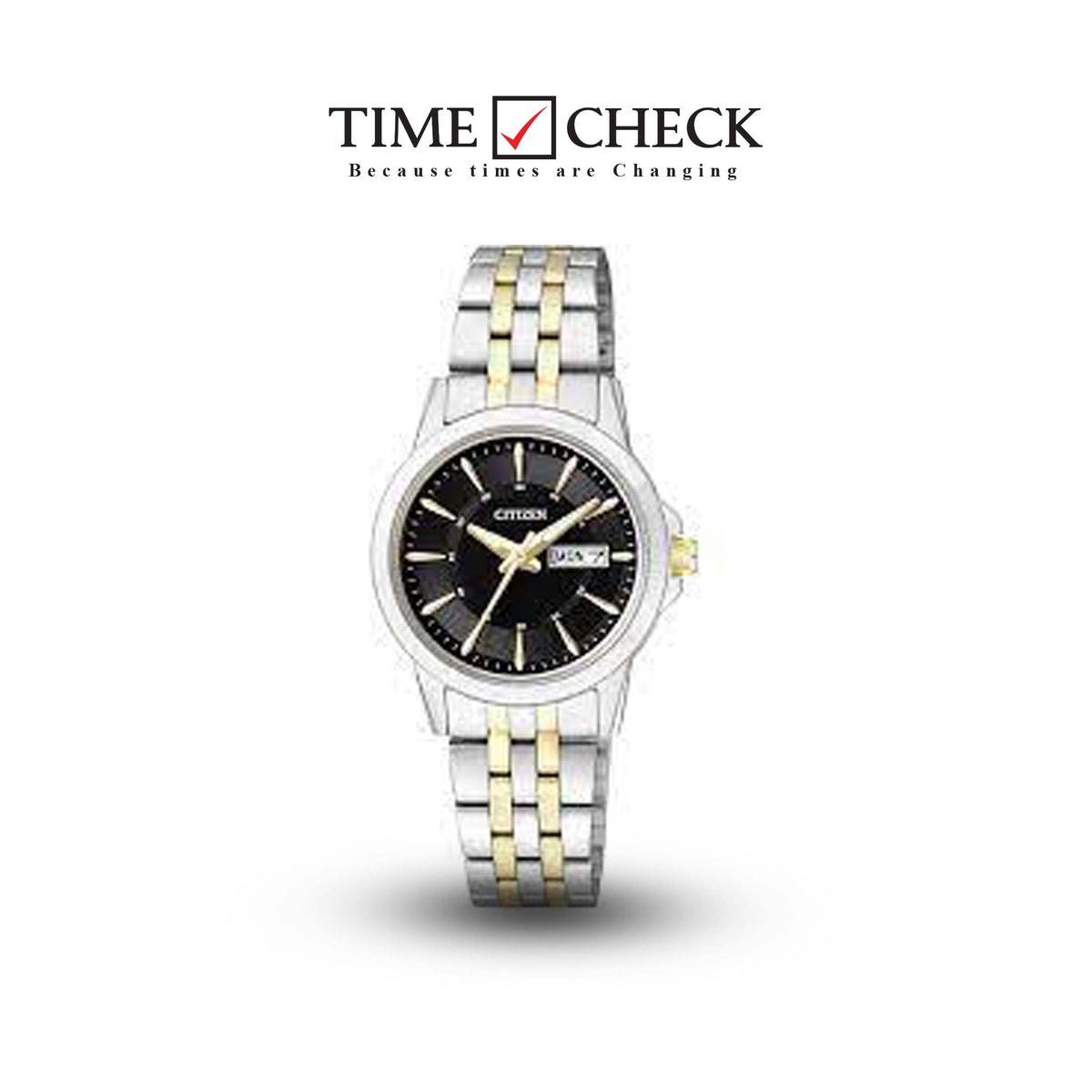 EQ0608-55E CITIZEN Quartz Black Dial Two-tone Women's Watch. - Timecheck