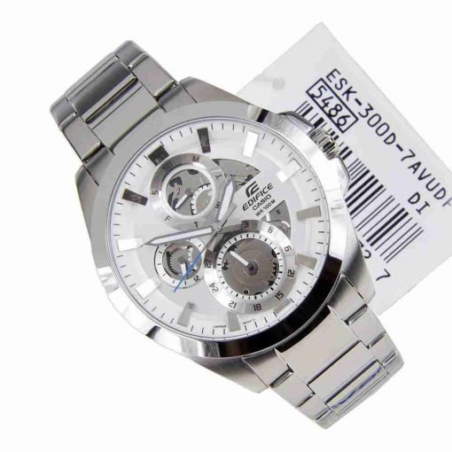 ESK-300D-7AVUDF Casio White Dial Stainless Steel Edifice Analog White Dial Men's Watch. - Timecheck