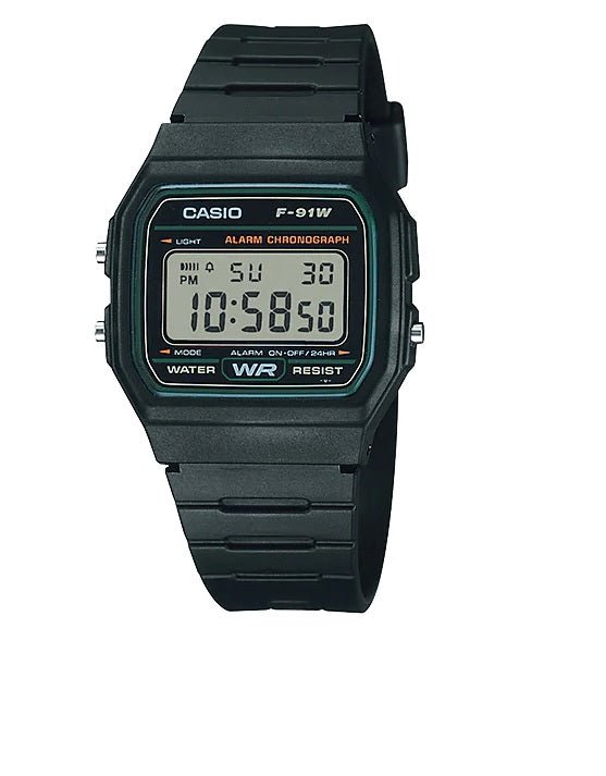 F-91W-3DG Casio Resin Case & Band BLACK Case Digital Quartz men's Watch. - Timecheck