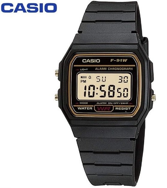 F-91WG-9QDF Casio Resin Case & Band BLACK Case Digital Quartz men's Watch. - Timecheck