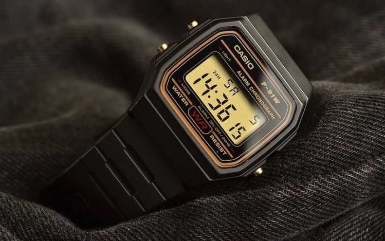 F-91WG-9QDF Casio Resin Case & Band BLACK Case Digital Quartz men's Watch. - Timecheck