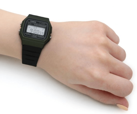F-91WM-3AEF Casio Resin Case & Band Green Case Digital Quartz men's Watch. - Timecheck