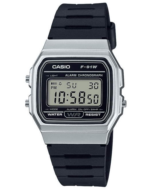 F-91WM-7ADF Casio Resin Case & Band Silver Case Digital Quartz Women's Watch. - Timecheck