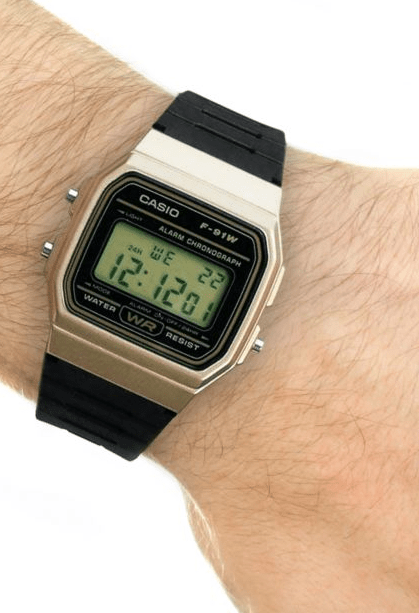 F-91WM-9AEF Casio Resin Case & Band Gold Case Digital Quartz men's Watch. - Timecheck