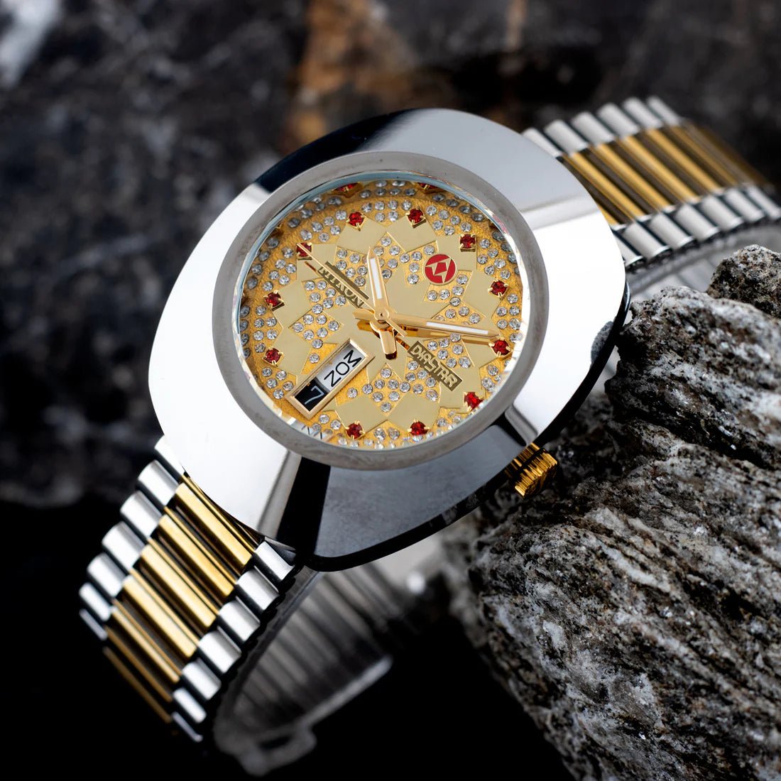 Fitron DiaStar Gold Dial Silver-Gold Stainless Steel Chain Analog Quartz Men's Watch. - Timecheck