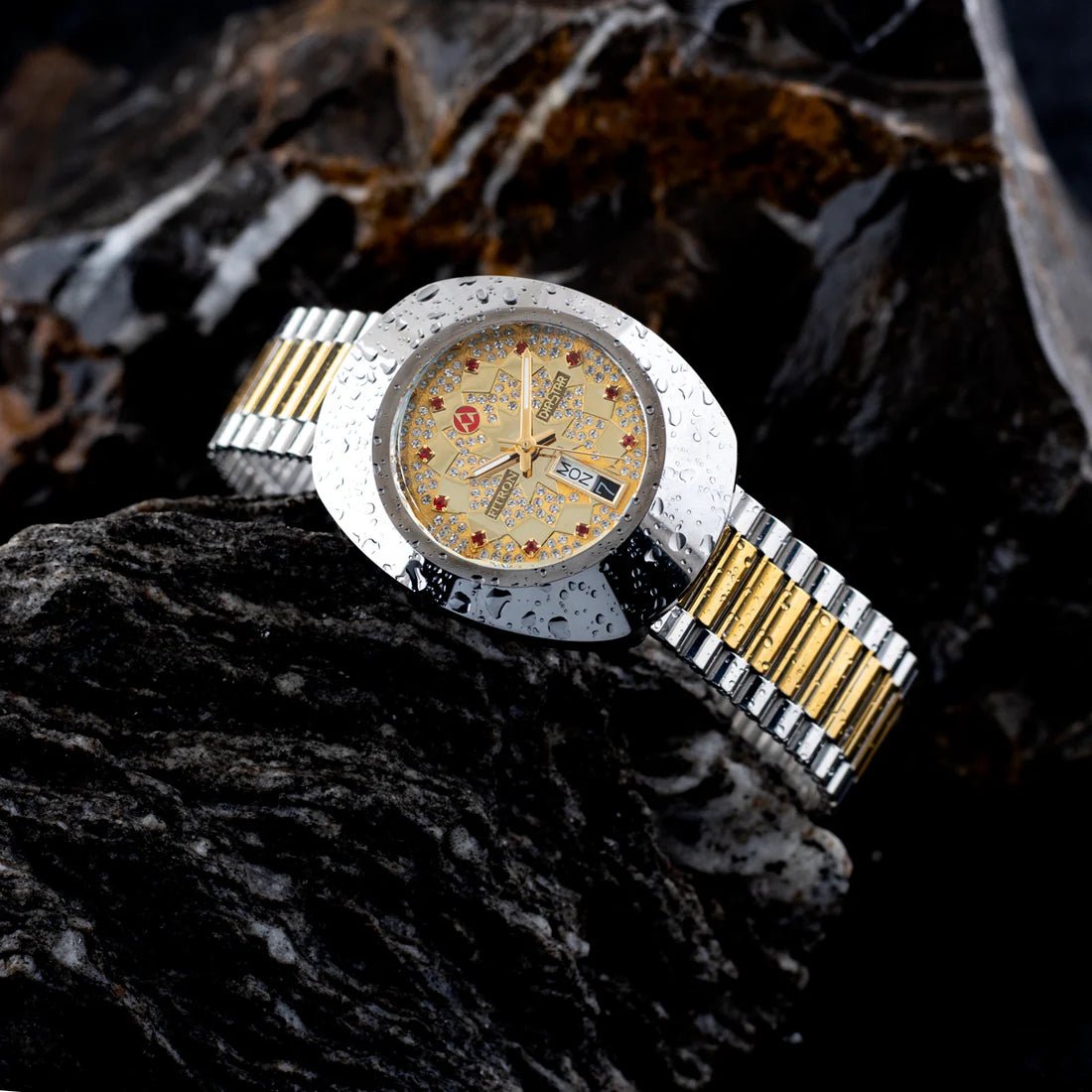 Fitron DiaStar Gold Dial Silver-Gold Stainless Steel Chain Analog Quartz Men's Watch. - Timecheck
