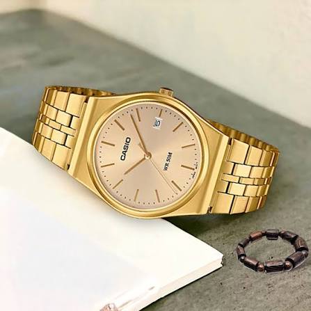 Casio MTP-B145G-9AVDF Classic Gold Dial Gold Plated Stainless Steel Band Men's Watch