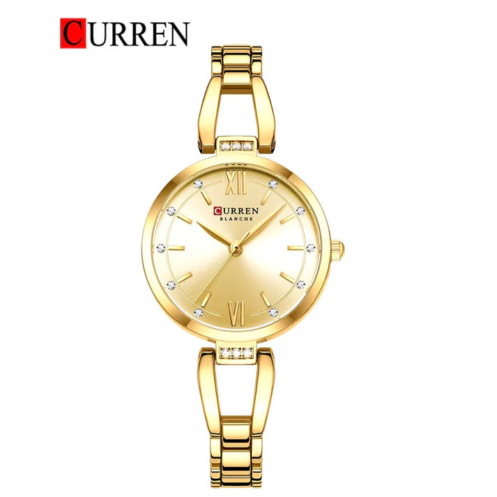 C-9092L Curren Golden Dial GOLDEN Stainless Steel Chain Analog Quartz Women's fashion Watch.