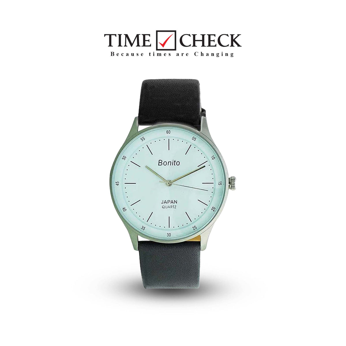 K-4020 BONITO White Dial Steel Case Black Band Analog Quartz Men's Watch. - Timecheck