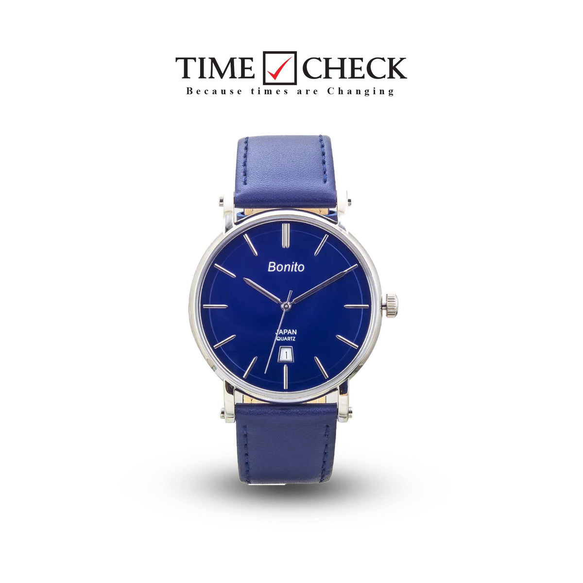 K-5143 BONITO Blue Dial Steel Case Blue Band Analog Quartz Men's Watch. - Timecheck