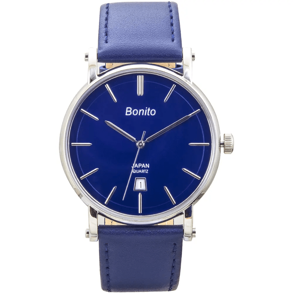 K-5143 BONITO Blue Dial Steel Case Blue Band Analog Quartz Men's Watch. - Timecheck