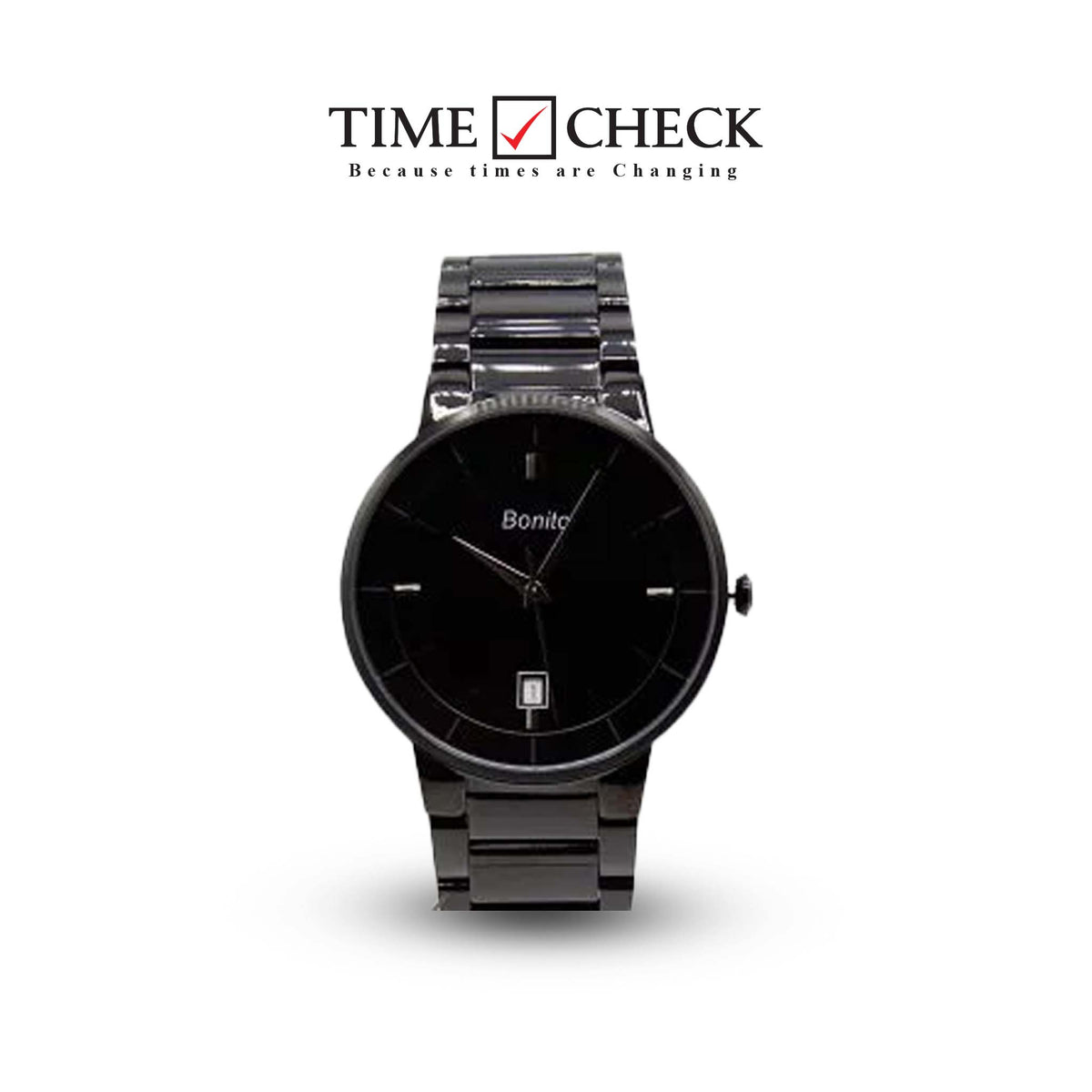 K-5144 Bonito Black Dial Black Stainless Steel Chain Analog Quartz Men's Watch. - Timecheck