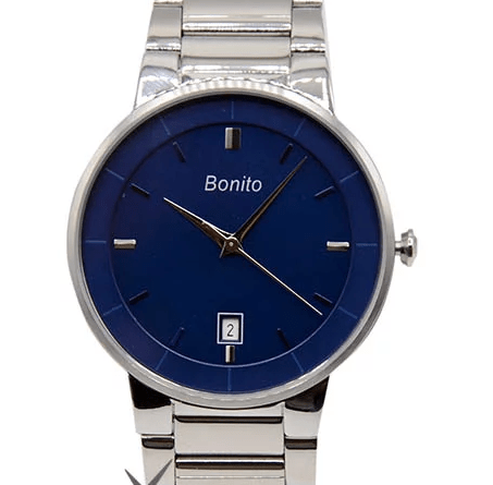 K-5144 Bonito Blue Dial Silver Stainless Steel Chain Analog Quartz Men's Watch. - Timecheck