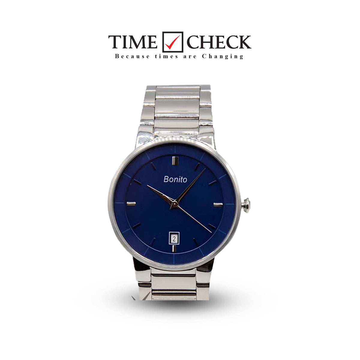 K-5144 Bonito Blue Dial Silver Stainless Steel Chain Analog Quartz Men's Watch. - Timecheck