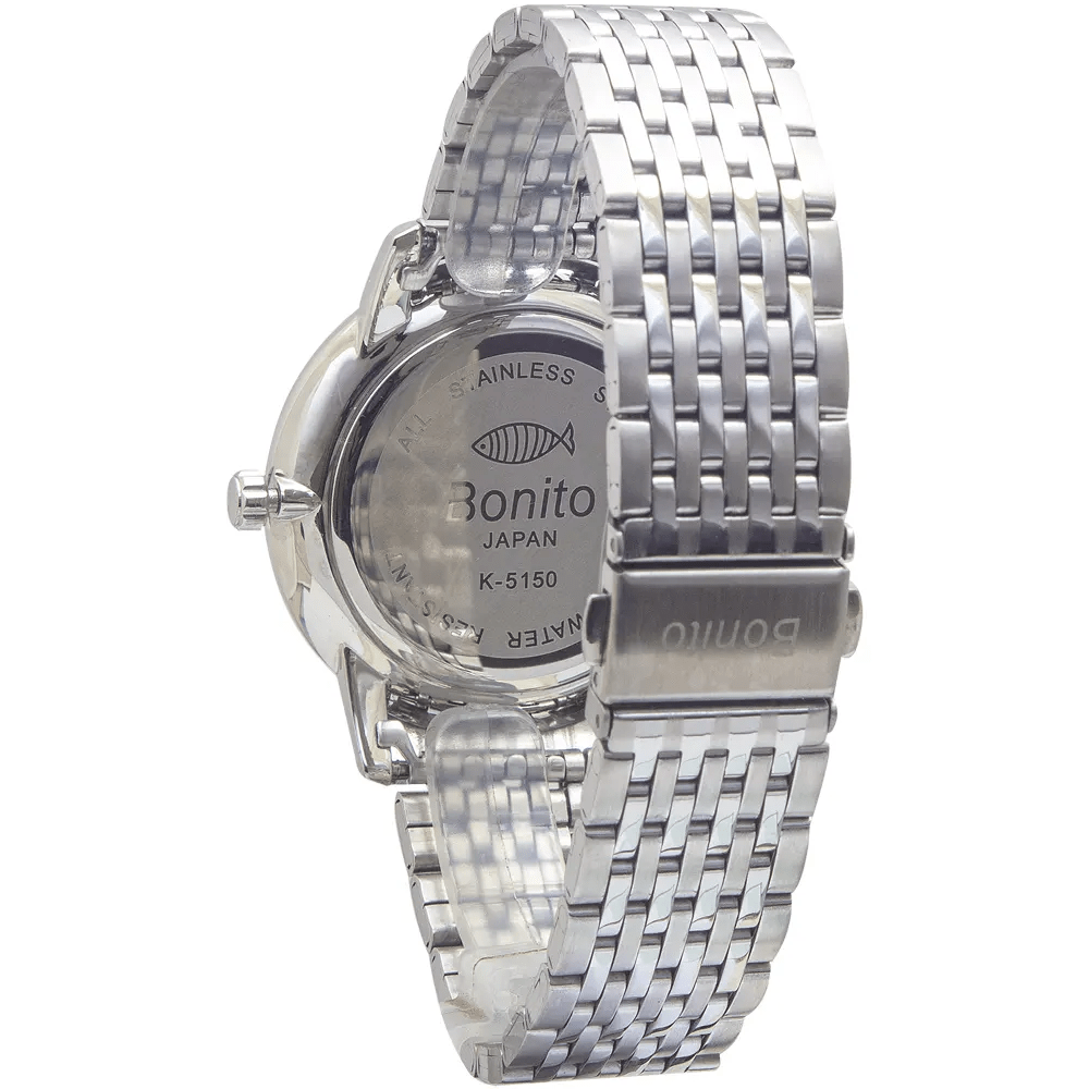 K-5150 Bonito White Dial Silver Stainless Steel Chain Analog Quartz Men's Watch. - Timecheck