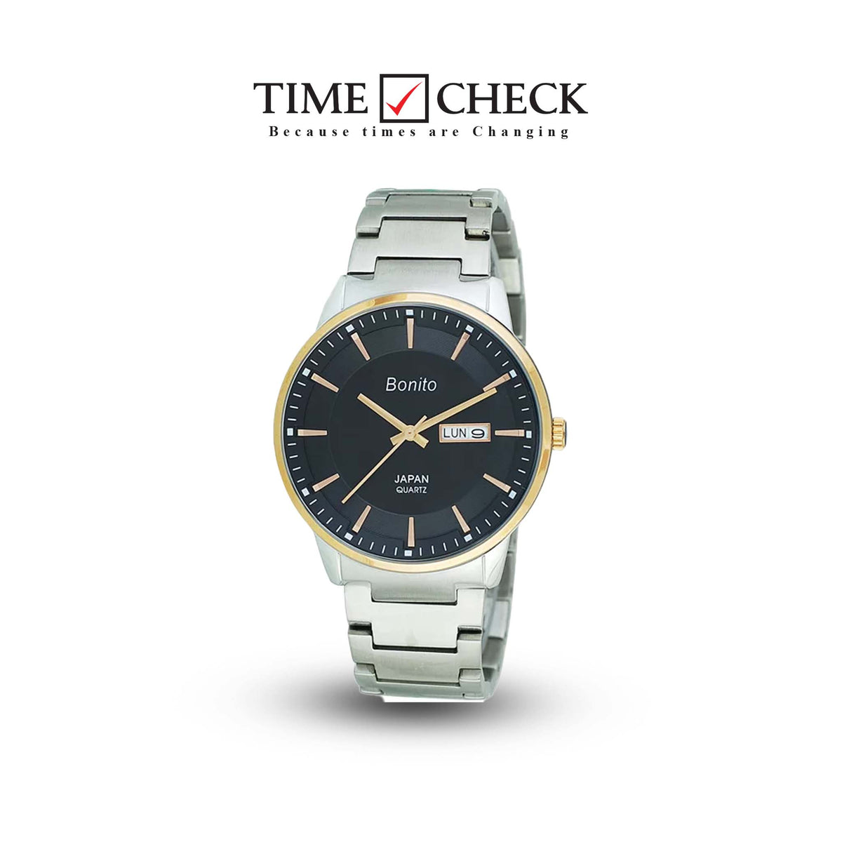 K-6121 Bonito Brown Dial Silver Stainless Steel Chain Analog Quartz Men's Watch. - Timecheck