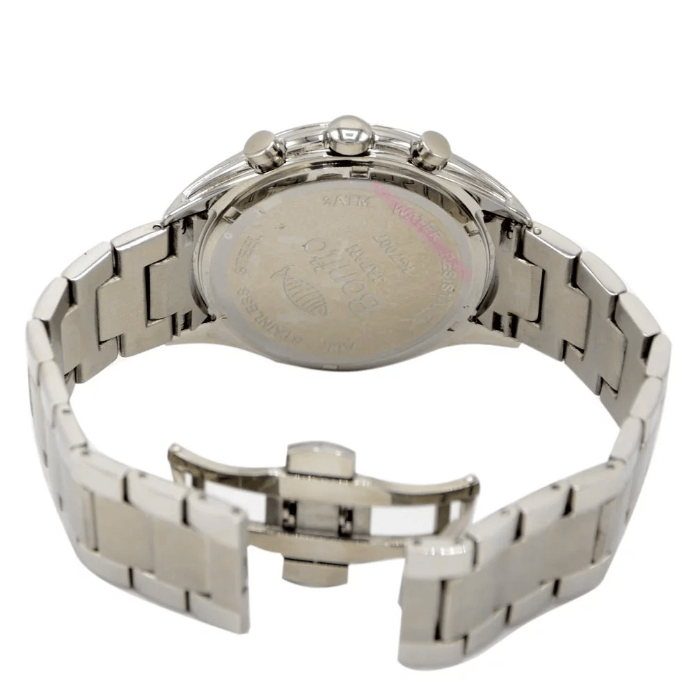 K-7007 BONITO Black Dial Stainless Steel Chain Silver Analog Quartz Men's Watch. - Timecheck