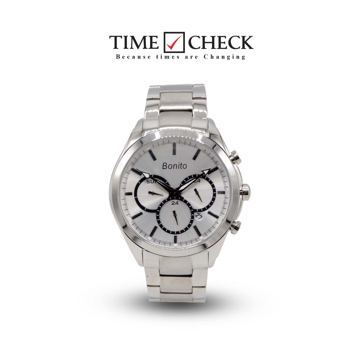 K-7007 BONITO Silver Dial Stainless Steel Chain Silver Analog Quartz Men's Watch. - Timecheck