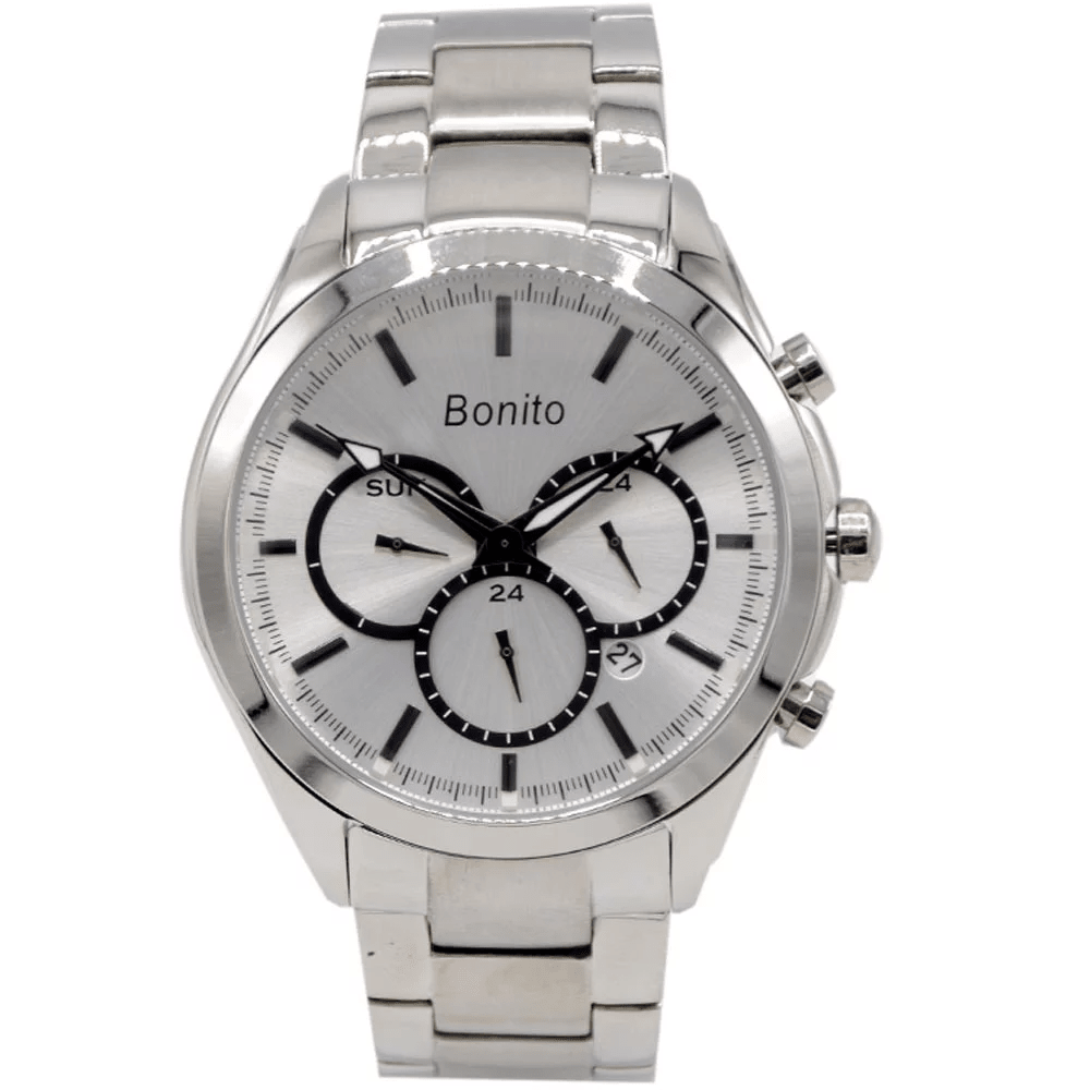K-7007 BONITO Silver Dial Stainless Steel Chain Silver Analog Quartz Men's Watch. - Timecheck