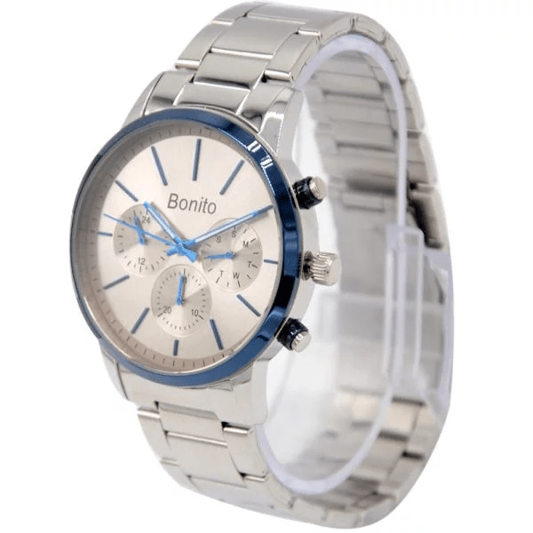 K-7008 BONITO Silver Dial Stainless Steel Chain Silver Analog Quartz Men's Watch. - Timecheck