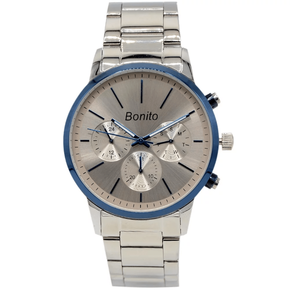 K-7008 BONITO Silver Dial Stainless Steel Chain Silver Analog Quartz Men's Watch. - Timecheck