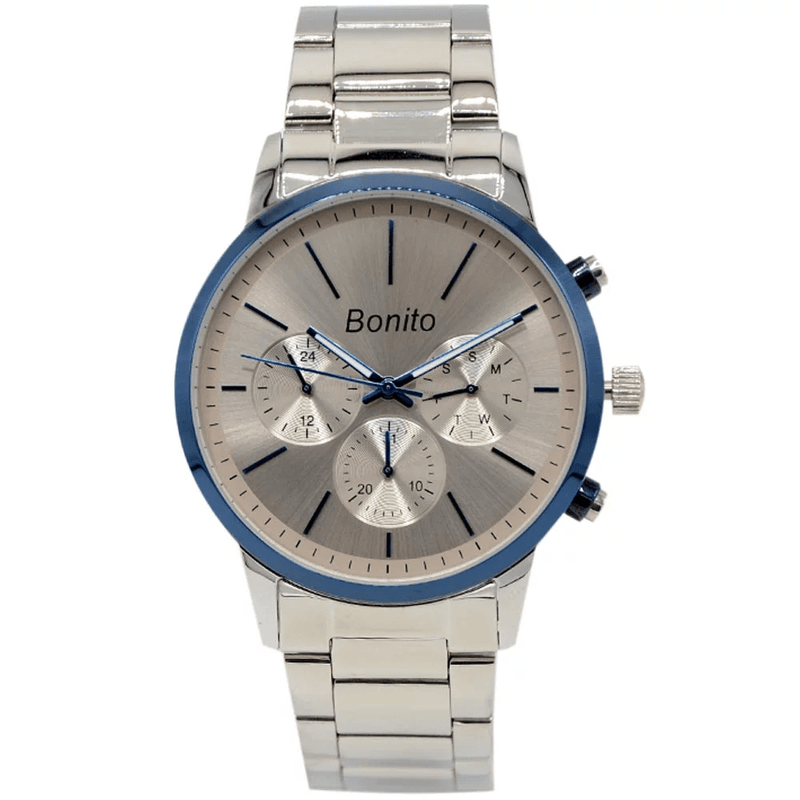K-7008 BONITO Silver Dial Stainless Steel Chain Silver Analog Quartz Men's Watch. - Timecheck