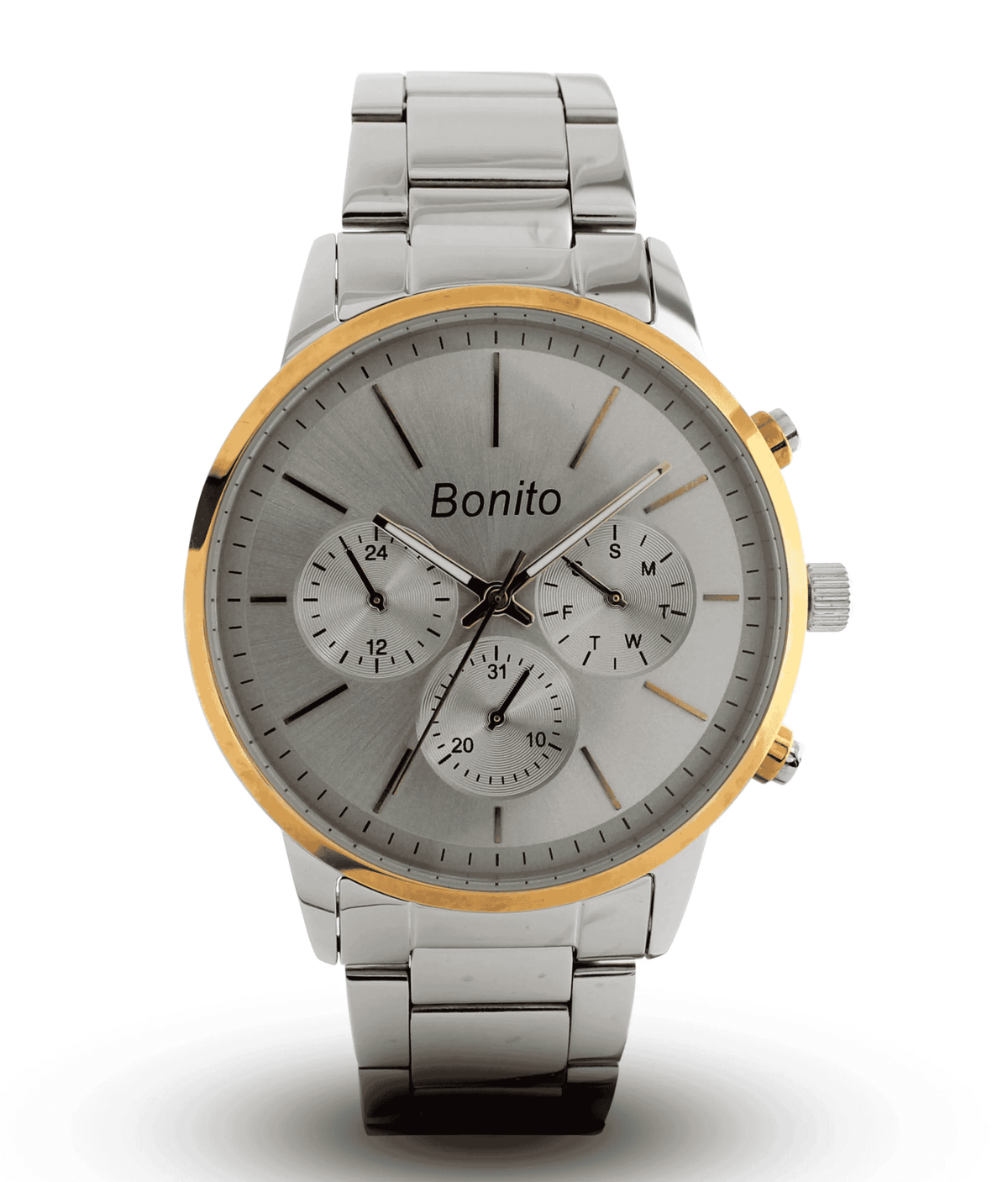 K-7008 BONITO Silver-G Dial Stainless Steel Chain Silver Analog Quartz Men's Watch. - Timecheck