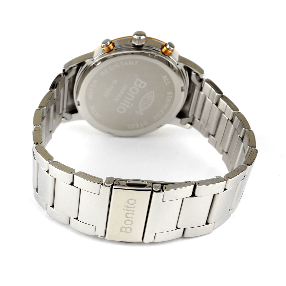 K-7008 BONITO Silver-G Dial Stainless Steel Chain Silver Analog Quartz Men's Watch. - Timecheck