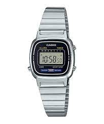 LA-670WA-1DF Casio Black Dial Stainless Steel Digital Quartz Women's Watch. - Timecheck