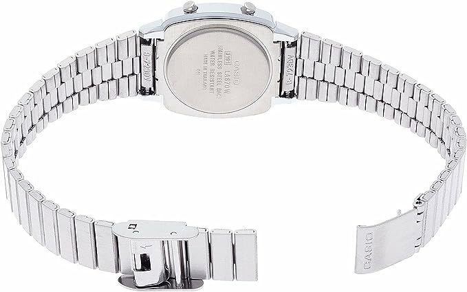 LA-670WA-1DF Casio Black Dial Stainless Steel Digital Quartz Women's Watch. - Timecheck