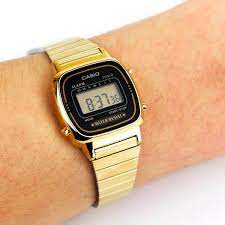 LA-670WGA-1DF Casio Black Dial Stainless Steel Digital Quartz Women's Watch. - Timecheck