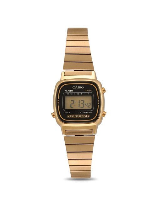 LA-670WGA-1DF Casio Black Dial Stainless Steel Digital Quartz Women's Watch. - Timecheck
